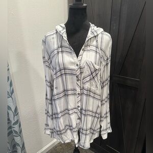Maurices Black and White Plaid Shirt